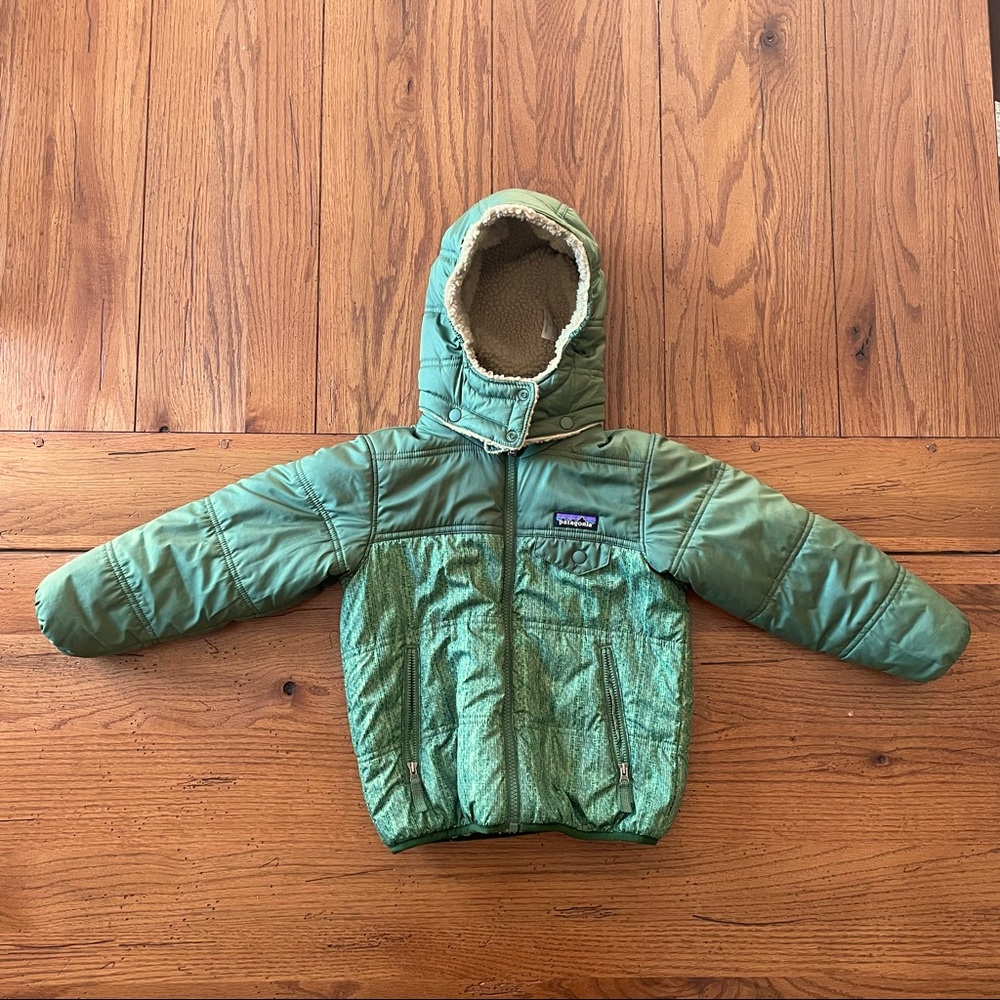Patagonia 5T Reversible Tribbles Hooded Coat - Toddler Boys - Green